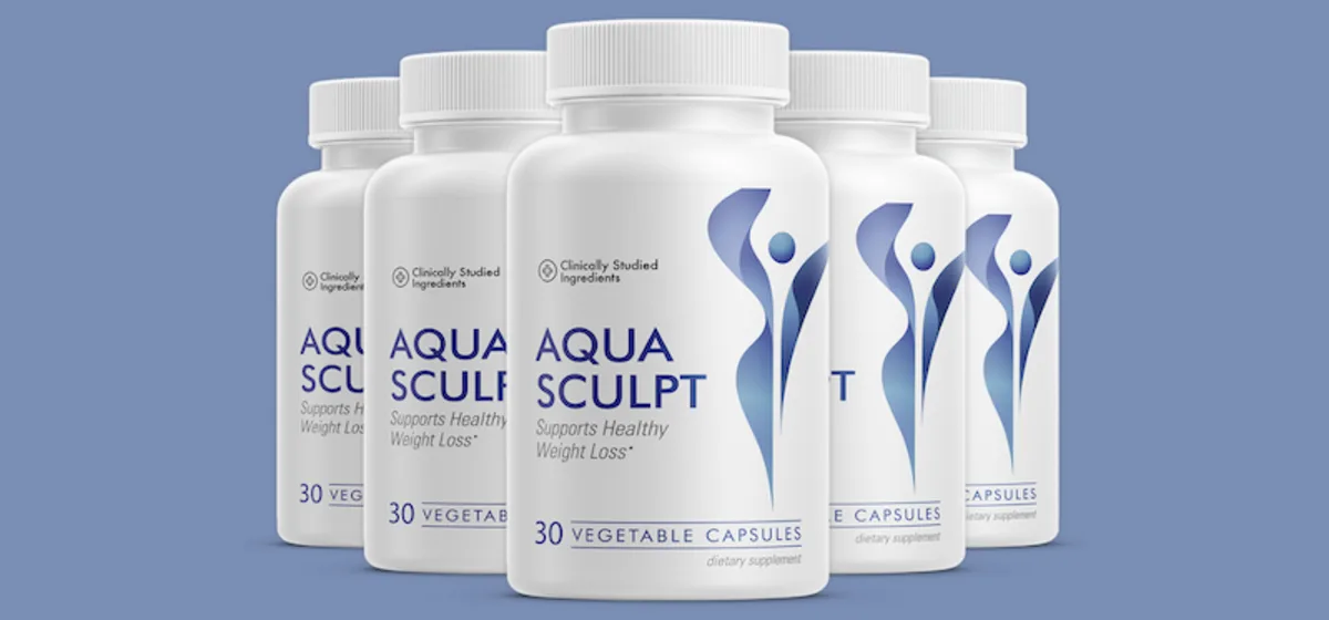 Six bottles of AquaSculpt dietary supplement with 30 vegetable capsules per bottle